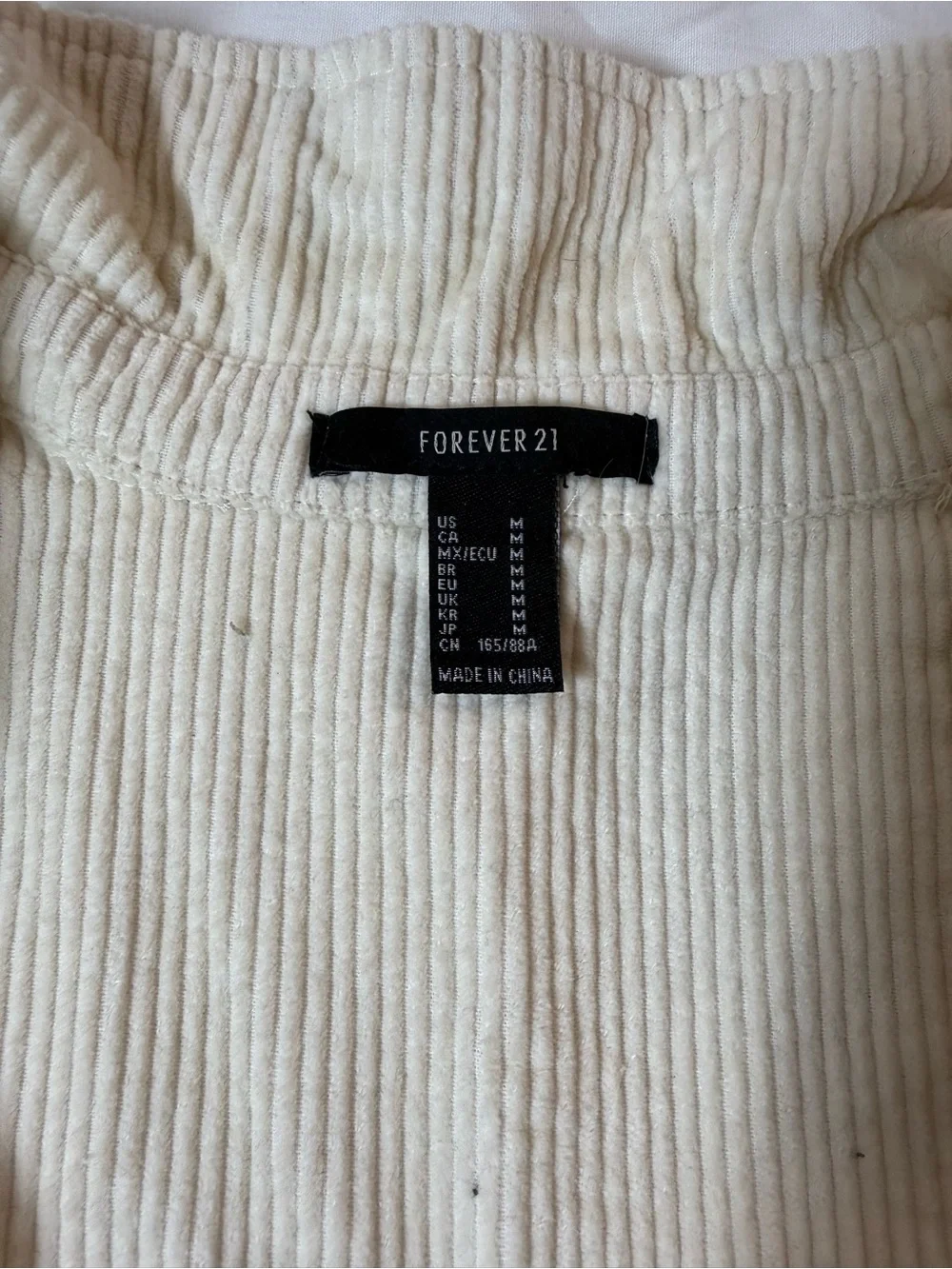 Women's Cream Forever 21 Button-Up Corduroy Shirt Jacket